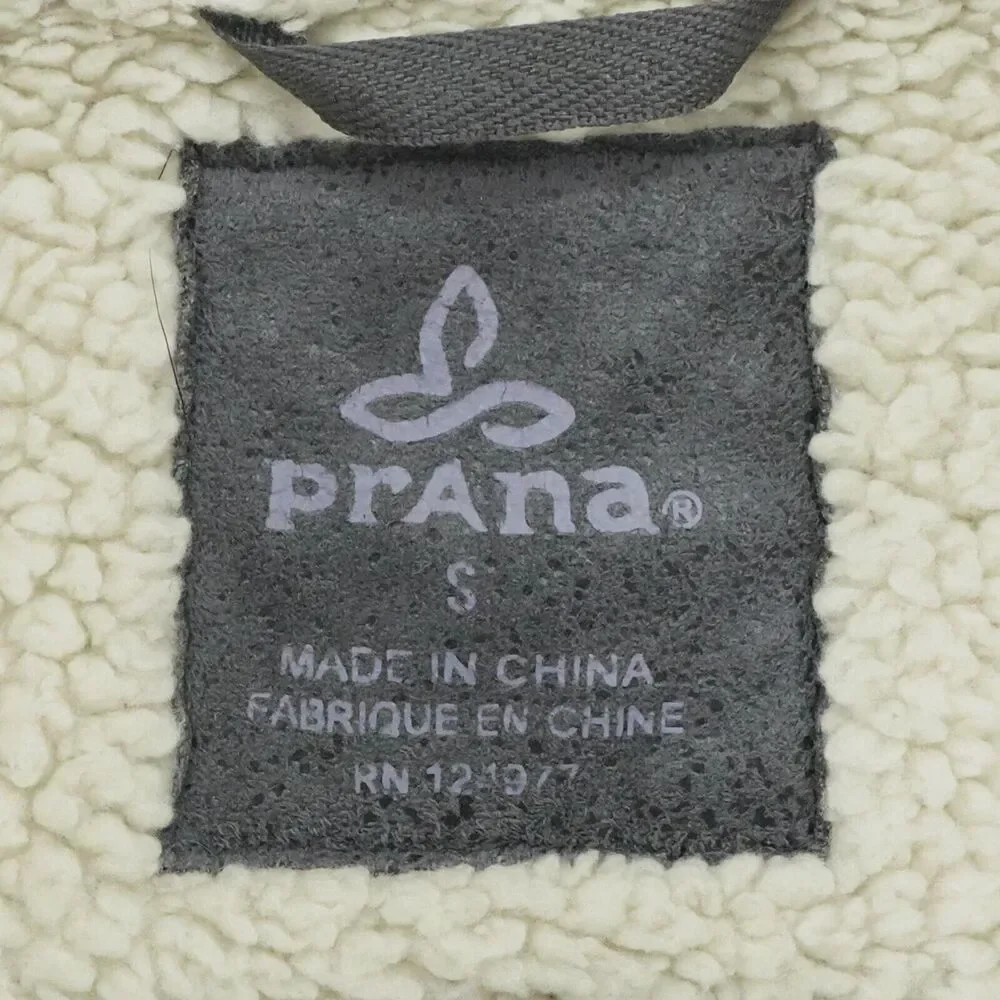 Prana Jacket Womens Small Gray‎ Faux Suede Sherpa Lined Esme Moto Boho Gorp